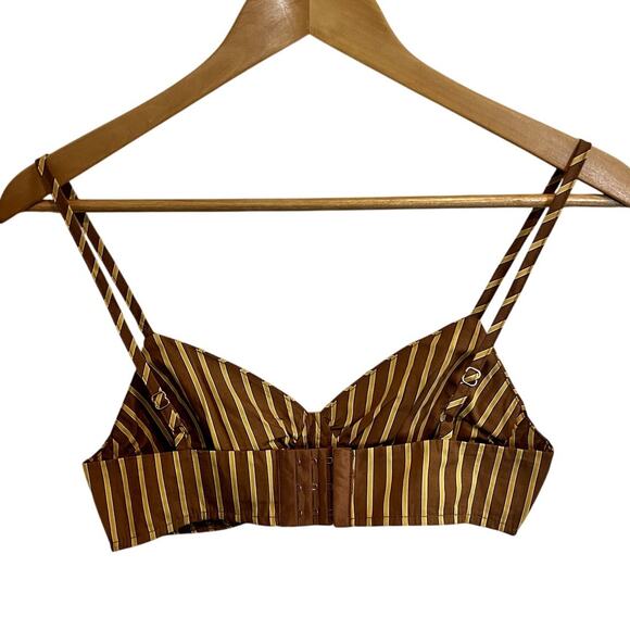 DISSH | Women's Striped Cami Cropped Bralette Crop Top Brown Yellow Size US 2 - Picture 3 of 6